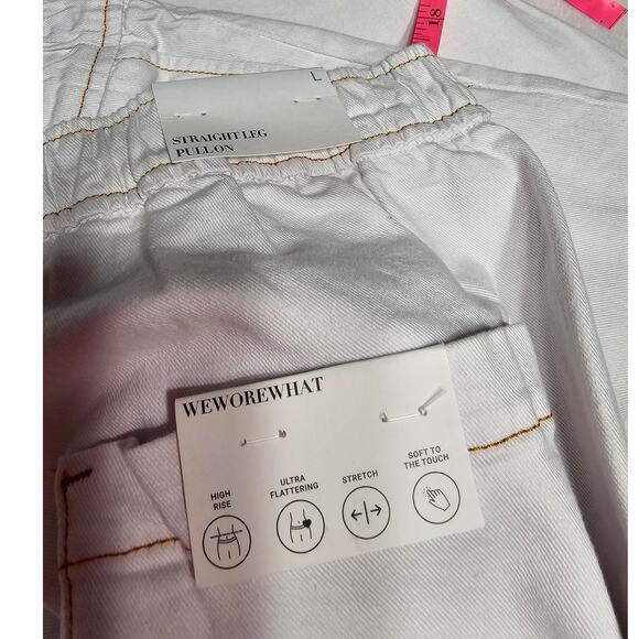We Wore What Straight Leg Pull On Stretch Twill Denim Classic White Size Large - Picture 3 of 7